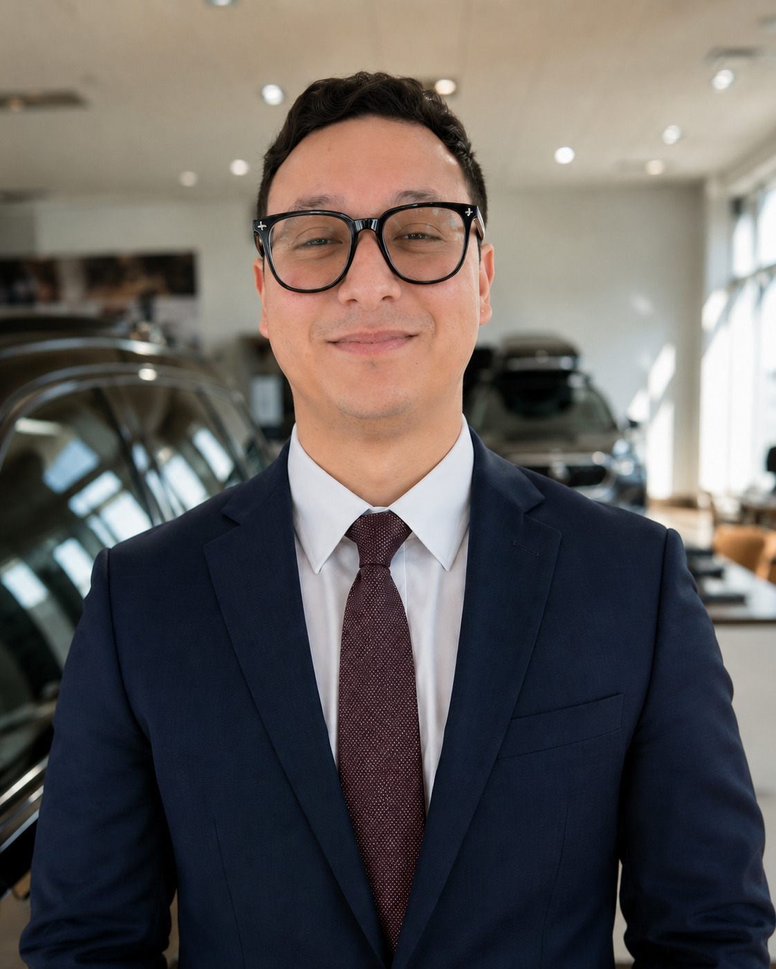 Almir Torres in a Volvo showroom